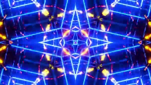 Політ Тунелі Блимаючими Синіми Флуоресцентними Вогнями Нескінченно Петля Анімація — стокове відео