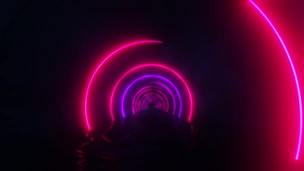 Flying Red Neon Arches Infinitely Looped Animation — Stockvideo