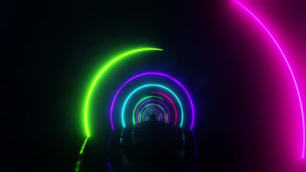 Flying Colorful Neon Arches Infinitely Looped Animation — Wideo stockowe