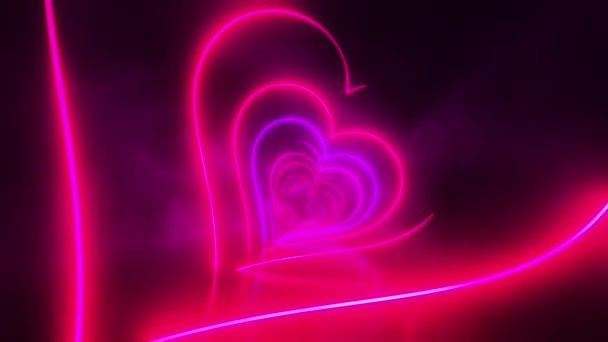 Flying Red Hearts Painted Light Infinitely Looped Animation — Stok video