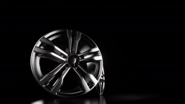 Metal Car Wheels Black Background — Wideo stockowe