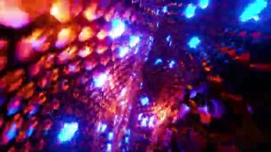 Flying through a tunnel with waves and neon light, Infinitely looped animation.