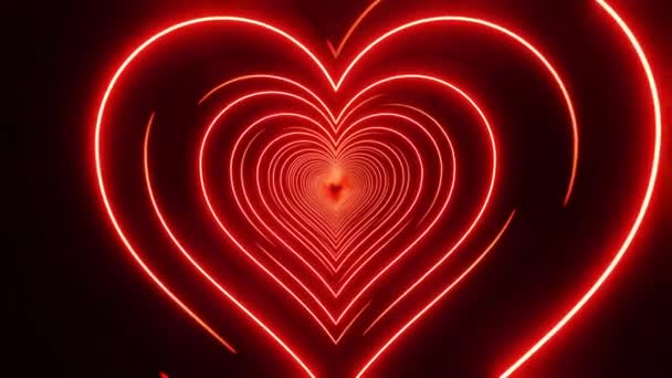 Flying Red Hearts Painted Light Infinitely Looped Animation — Stok video