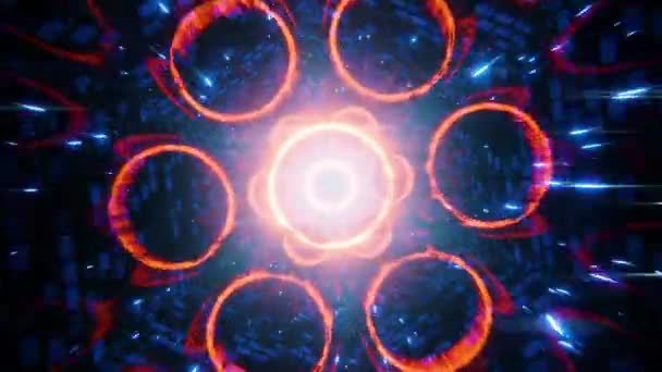 Flying Tunnel Shimmering Rings Infinitely Looped Animation — Stock videók