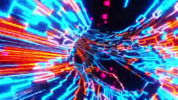 Flying Tunnel Neon Mesh Infinitely Looped Animation — Vídeo de Stock