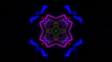 Flying through a multicolored neon tunnel with diamond-shaped figures, Kaleidoscope VJ loop.