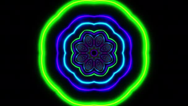 Flying Colorful Neon Arches Kaleidoscope Loop — Video Stock