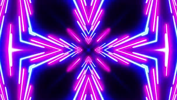 Horizontal Glowing Lines Move Space Kaleidoscope Loop — ストック動画