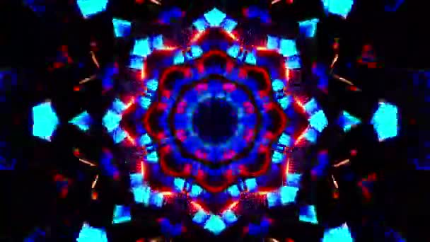 Flying Tunnel Blue Orange Metal Cubes Kaleidoscope Loop — Vídeo de stock
