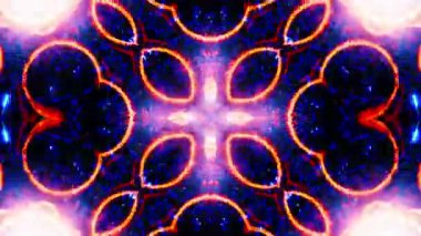 Flying in a tunnel through shimmering rings. Kaleidoscope VJ loop.