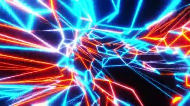 Flying through a tangled neon tunnel. Infinitely looped animation.