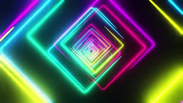 Flying Quadrilaterals Painted Multicolored Light Infinitely Looped Animation — Video