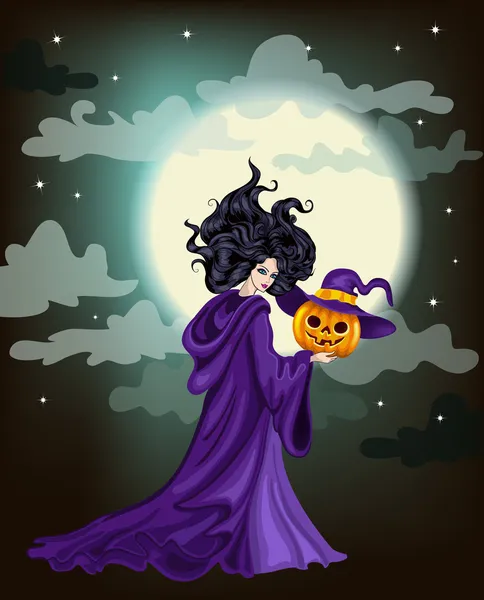 Хэллоуин фон с ярким полнолунием. ВЕКТОР — стоковый вектор