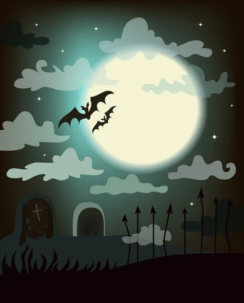 Halloween achtergrond met lichte volle maan. vector — Stockvector