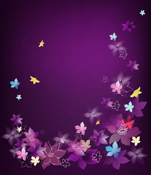 Fondo floral púrpura — Vector de stock