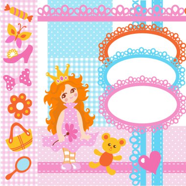 Scrapbook kız set - tasarım öğeleri