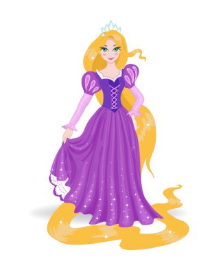 Beautiful princess in purple dress. clipart