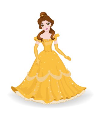 Beautiful Princess in a yellow dress. clipart