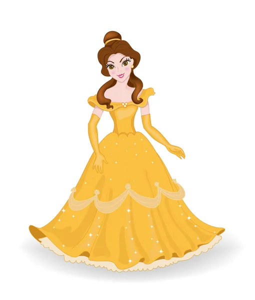 Piękna księżniczka w żółtej sukni. Wektory Stockowe bez tantiem