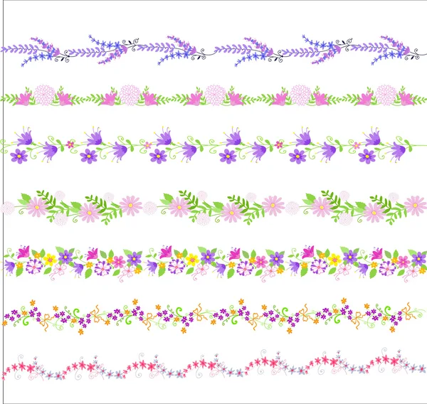 Колекція квіткових кордонів — стоковий вектор