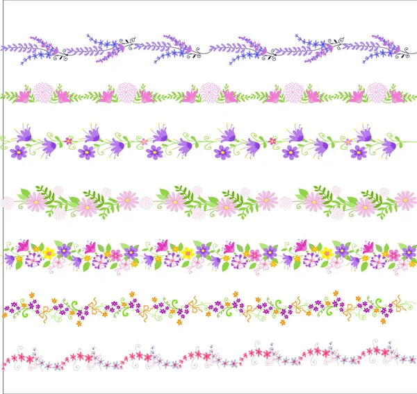 Samling av blommig gränser — Stock vektor