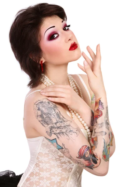 Girl with tattooes — Stock Photo, Image