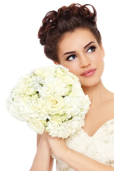 Beautiful bride with bouquet — Stock Photo, Image