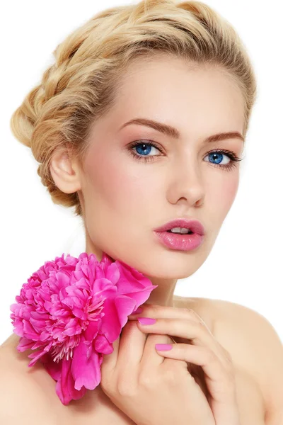 Girl with peony Royalty Free Stock Images