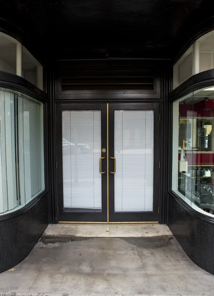 Closed Retail vintage Glass door entryway — Stock Photo, Image