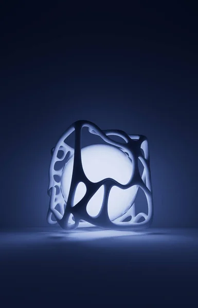 Moderno Marco Jaula Cubo Distorsionado Abstracto Que Rodea Una Esfera — Foto de Stock