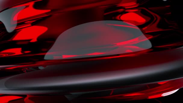 三维光滑灰色和红色透明形状的旋转圈 — 图库视频影像