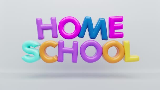 Buntes Home Schule Looping Banner Über Weißem Hintergrund — Stockvideo