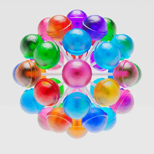 Globe Rendered Colorful Lollipops White Background —  Fotos de Stock