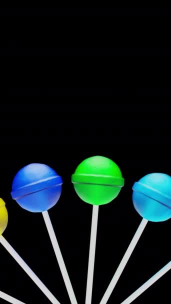 Isolated Fanned Out Multicolored Rotating Lollipop Loop Alpha Channel — Stock Video