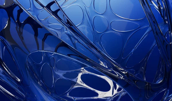 Modern Rendered Illustration Clear Glass Orb Window Structure Blue Painted — Fotografia de Stock