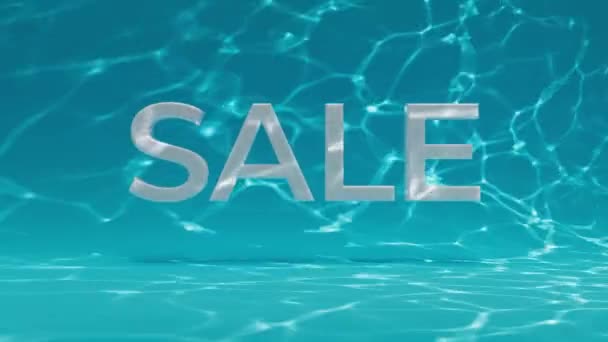 Looping Sale Sign Onderwater Blauwe Achtergrond — Stockvideo