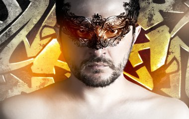 Palyaço graffitti arka plan üzerinde beyaz adamlar