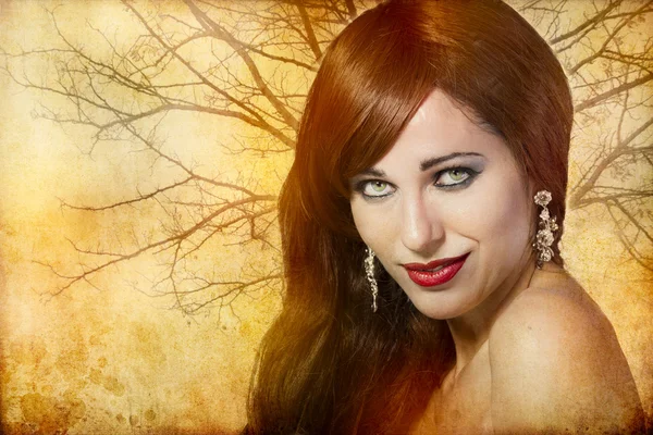 Kaukázusi szexi fiatal nő, világos piros közeli portréja — Stock Fotó