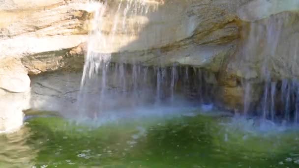 Вода падає над камінням — стокове відео