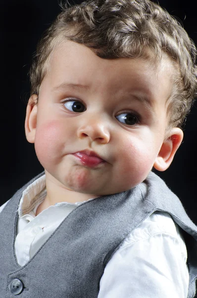 Beautiful blond boy dressed businessman — Stock Photo, Image