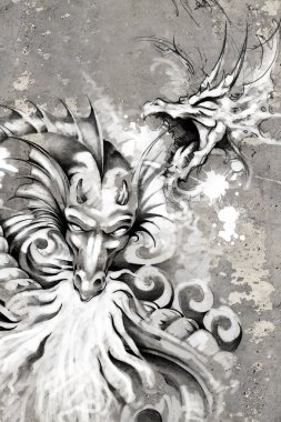 dövme sanatı illüstrasyon, ejderhalar