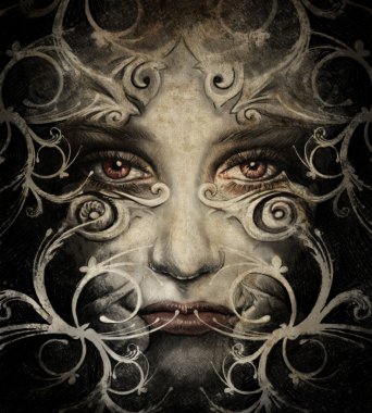 Kroki dijital tablet ile ruh kadın yaptı.