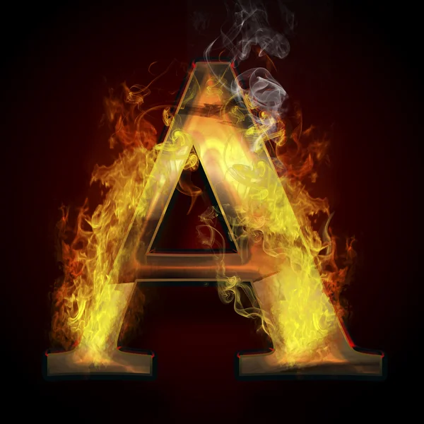 A, illustration de lettre de feu — Photo