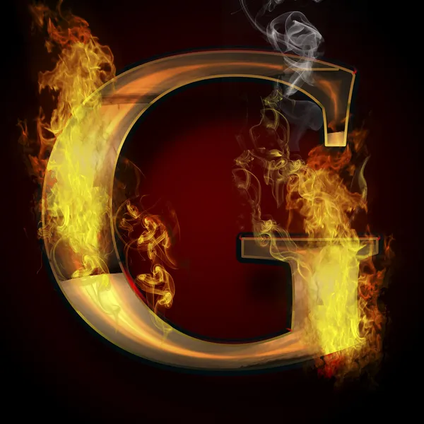 G, illustration de lettre de feu — Photo