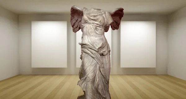 Самотрация, Пустая галерея, 3d комната с греческим sculture, Древний — стоковое фото