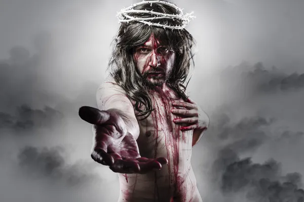 Representation of the resurrection of Jesus Christ. Calvary and — Stock Photo, Image