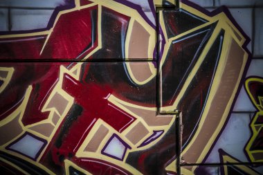 Kırmızı ve altın sözler sanat, renkli grafiti