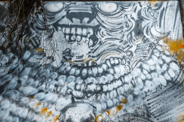 Monster, färgglad graffiti, abstrakt grunge grafiti bakgrund — Stockfoto