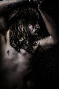 çatışma, savaş büyük çelik kılıç ile Ortaçağ askeri