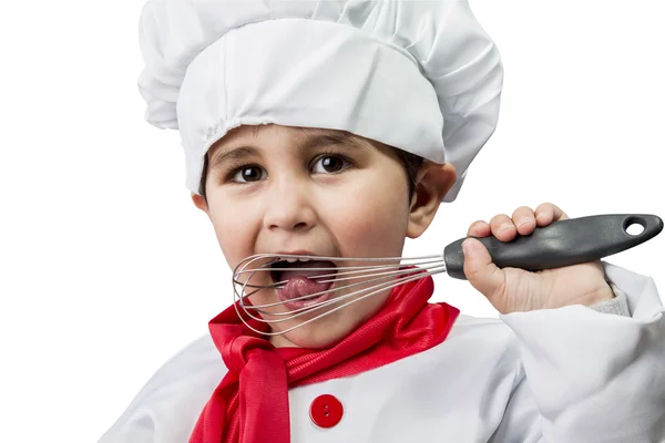 Isolated boy cook in uniform — Stock Photo, Image
